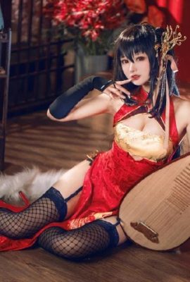 « Azur Lane » Big Phoenix pleurant à l'aube du printemps Cheongsam en soie noire Cosplay (CN: Hanyu Sanwei) (9P)